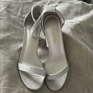 Silver Heels with Dainty Straps and Buckle Closure
